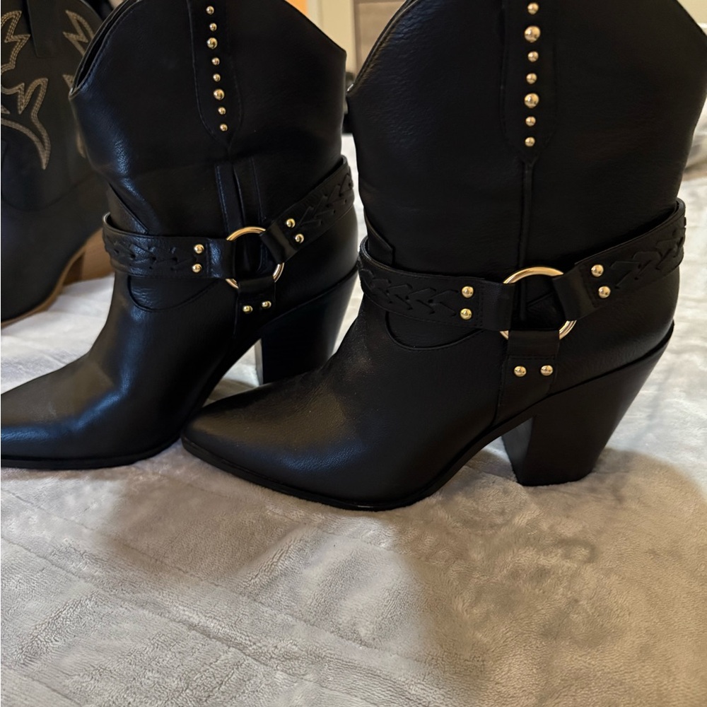 Black Leather Western Boots